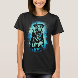 Camiseta Airedale Terrier Paint Blue Design Cachorro Mãe Pa