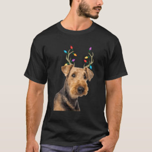 Camiseta Airedale Terrier Reindeer Cão de Natal