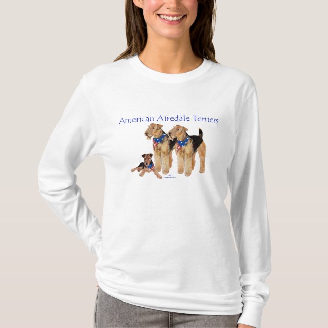 Camiseta Airedale Terriers Bandeira Americana (Frente)