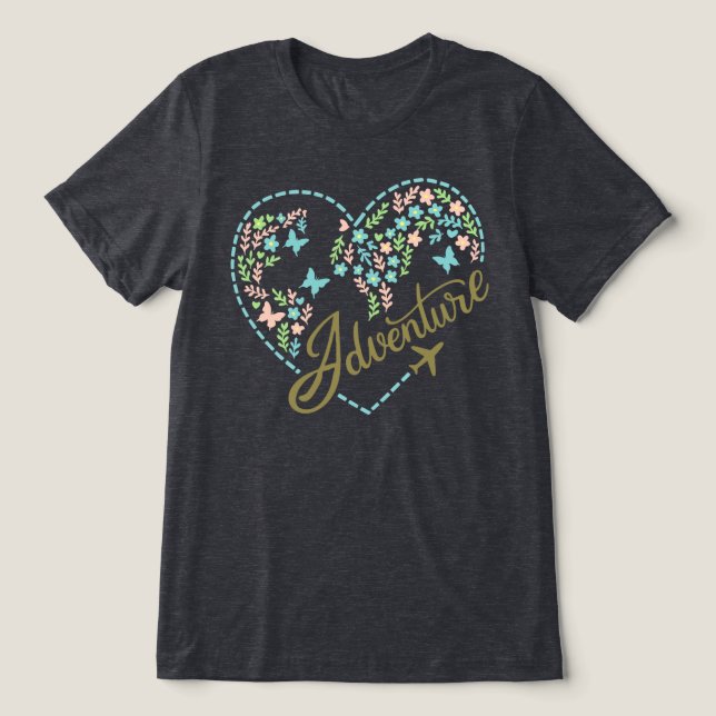 Camiseta Airplane Mode Adventure Heart Graphic for Women  (Design frontal)