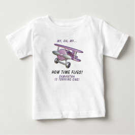 Camiseta Airplane Oh My Time Flies Travel First Birthday 
