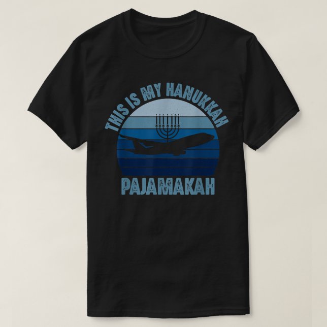 Camiseta Airplane Pilot Hanukkah Pajamakah Funny Menorah Ch (Frente do Design)
