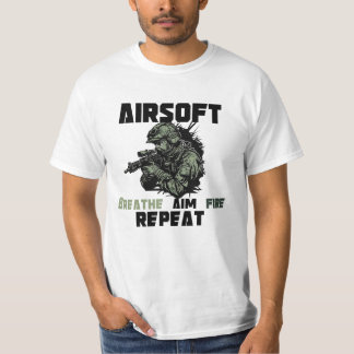 Camiseta Airsoft, Breathe Aim Fire Repetir