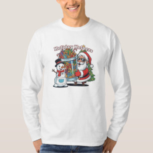 Camiseta "Ajudantes de Férias" Papai Noel Legal e Natal do