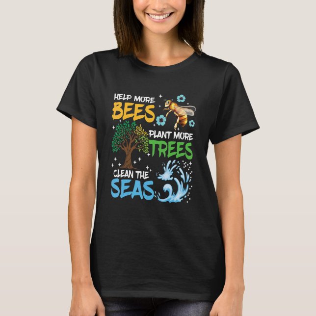 Camiseta Ajudar Mais Abelhas A Plantar Mais Árvores Clima d (Frente)