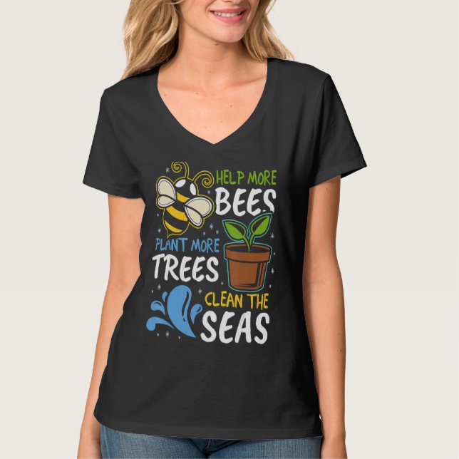 Camiseta Ajude mais abelhas a plantar mais árvores limpas m (Frente)