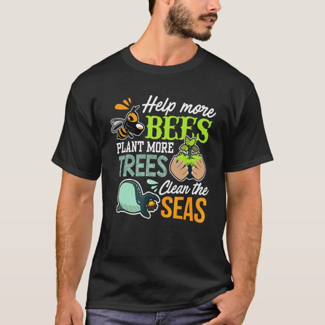 Camiseta Ajude mais abelhas a plantar mais árvores limpas m (Frente)