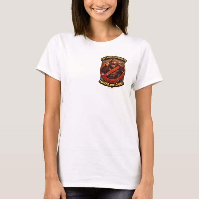 Camiseta ajustada feminina com crista de Sasquatch (Frente)