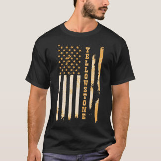 Camiseta Ajustado Clássico de Pedra Amarela Preto com Desig