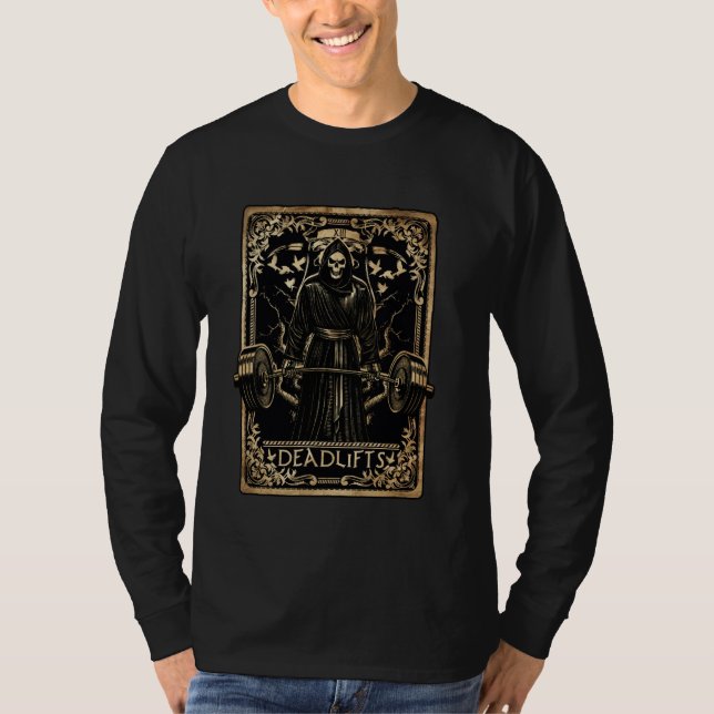Camiseta Ajustado de Workout do Skeleton Gym com Entalhe de (Frente)