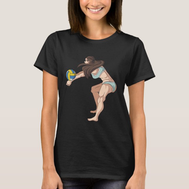 Camiseta Ajustado dragando serviço de praia de vôlei com (Frente)