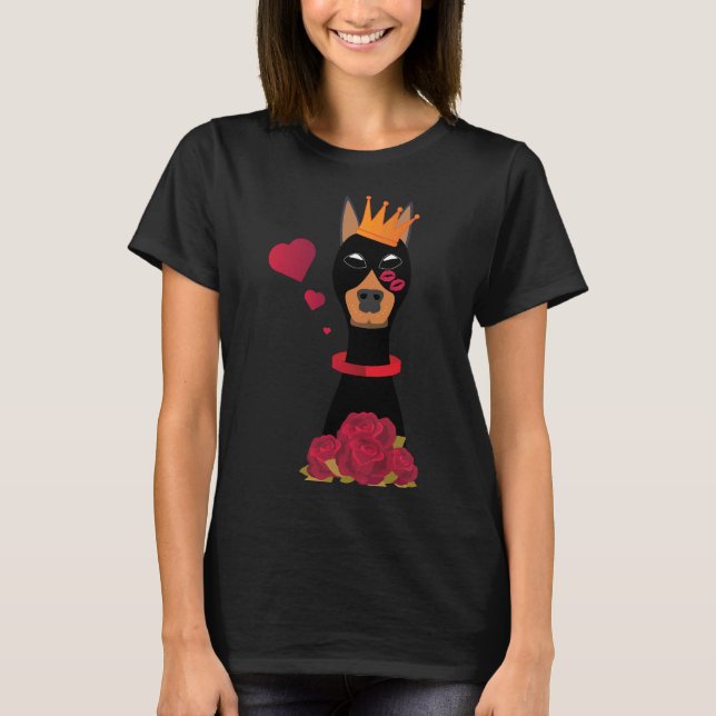 Camiseta Ajustado Romântico sem esperança doberman relaxado (Frente)