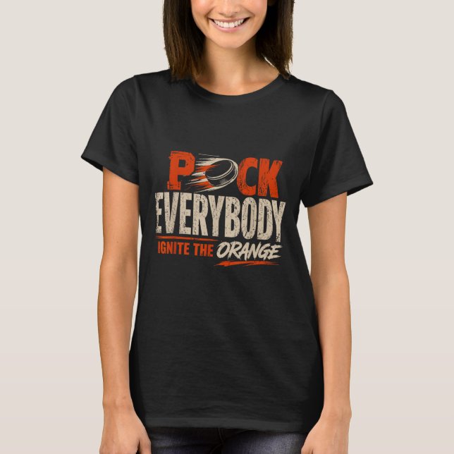 Camiseta Ajustador de hóquei laranja 1 (Frente)