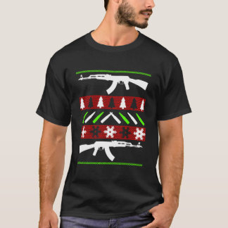 Camiseta Ak 47 Rifle Ugly Christmas Sweater Funny Gun Long