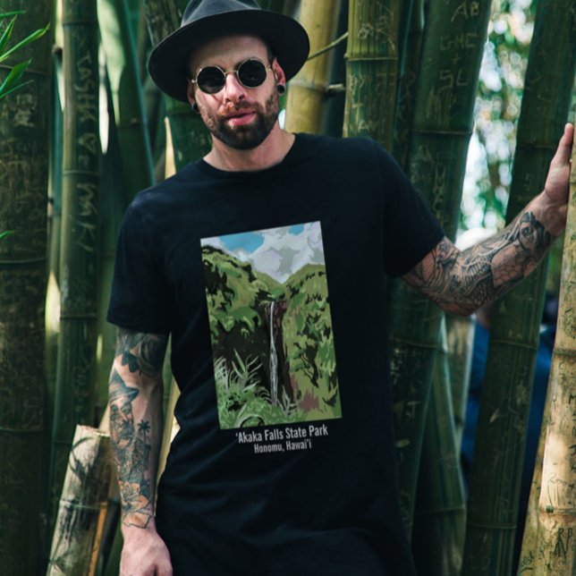 Camiseta Akaka Falls Hawaii Waterfall Tropical Landscape  (Criador carregado)