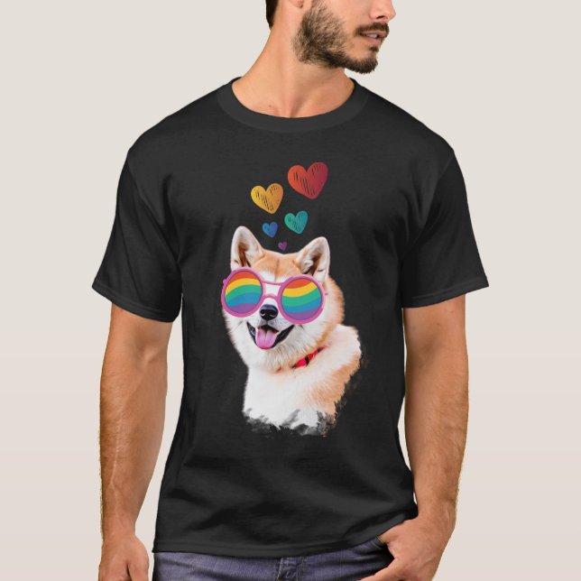 Camiseta Akita Dog com Dia de os namorados de Corações (Frente)