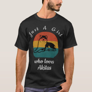 Camiseta Akita Dog Vintage Apenas Uma Rapariga Que Ama Akit