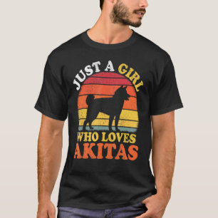 Camiseta Akita Dog Vintage Apenas Uma Rapariga Que Ama Akit