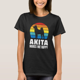 Camiseta Akita Faz-Me Feliz Raça De Cachorro