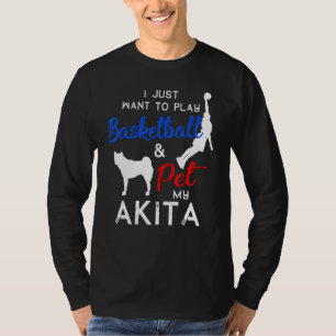 Camiseta Akita Funny, Dono de Cachorro de Basquete, Xmas