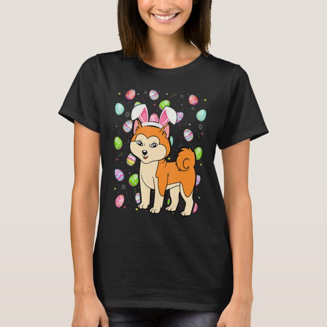Camiseta Akita Inu Dog Easter Ovo Funny Akita Inu Páscoa S (Frente)