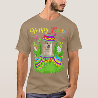 Camiseta Akita Inu Dog Lover Floral Easter Engraçado Do Ovo