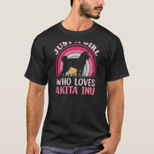 Camiseta Akita Inu Dog Vintage Apenas Uma Garota Que Ama Ak