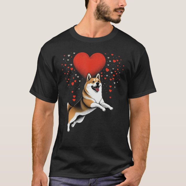 Camiseta Akita Inu Love Heart for Valentines Day on Akita I (Frente)