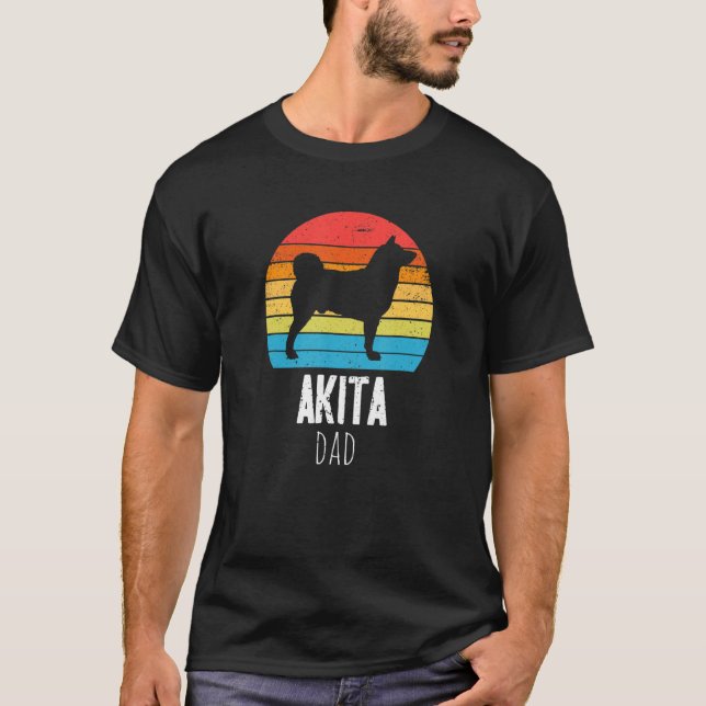 Camiseta Akita Pai Retro Vintage (Frente)