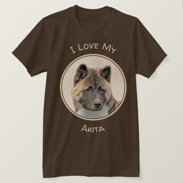 Camiseta Akita Painting - Bela Arte Canina Original (Frente do Design)
