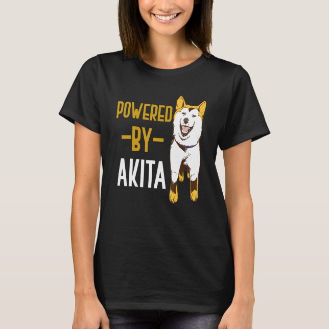 Camiseta Akita Powered By Akita Shiba Inu Dog Akita Dog Pu (Frente)