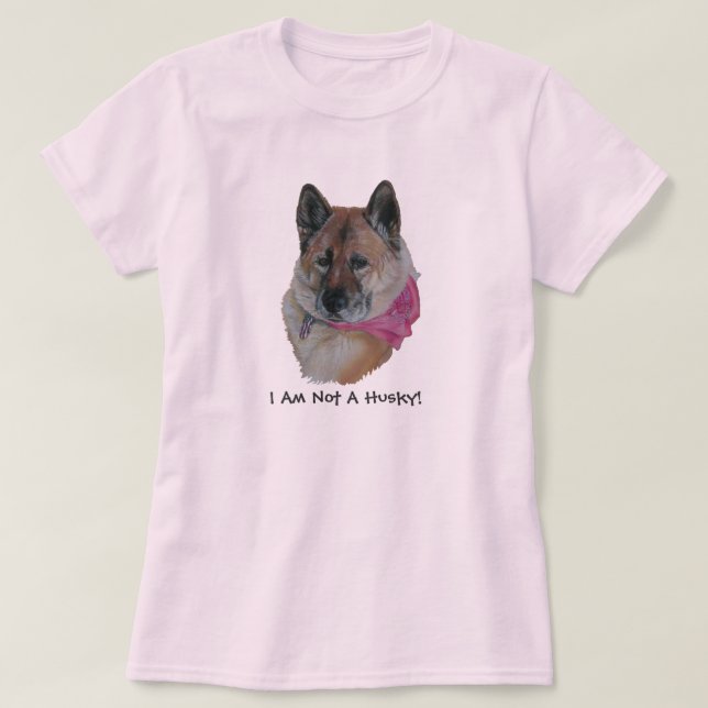 Camiseta akita vermelha no slogan de rouco cor-de-rosa com  (Frente do Design)