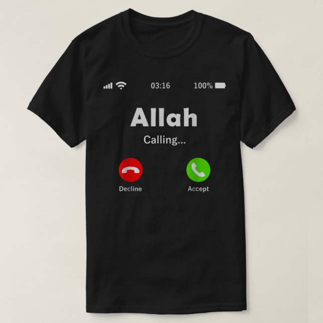 Camiseta Alá Está Chamando Islã Muçulmana De Fone Religioso (Frente do Design)
