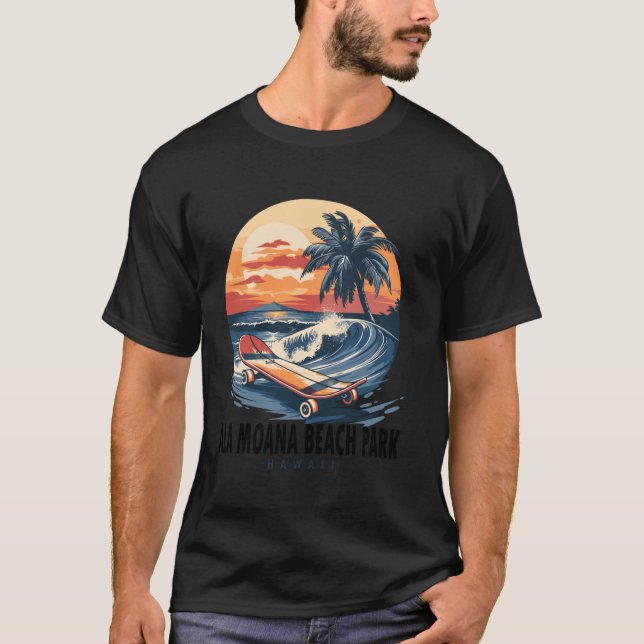 Camiseta Ala Moana Beach Park Hawaii Surfboard Surf (Frente)