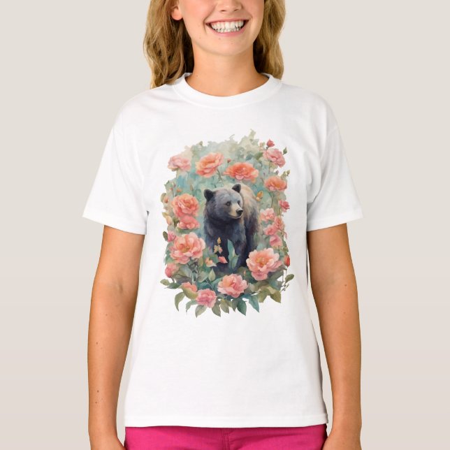 Camiseta Alabama Black Bear Cub cercado por Camellia (Frente)