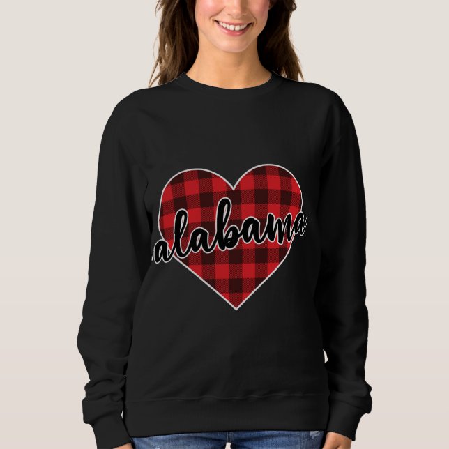 Camiseta Alabama Buffalo Xadrez Heart Cozy no inverno (Frente)