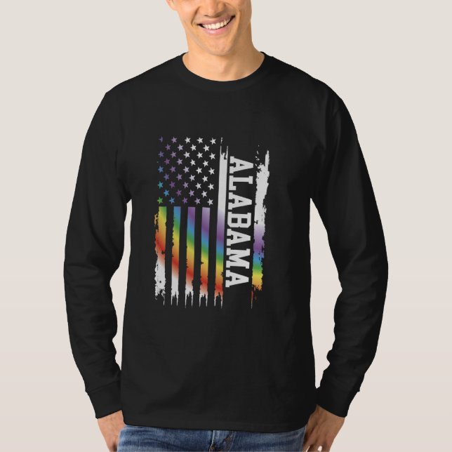 Camiseta Alabama, Estados Unidos, aflorou o arco-íris com b (Frente)