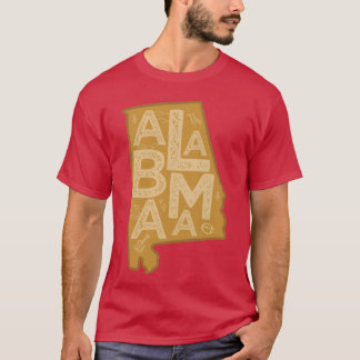 Camiseta Alabama Map Typografia Brown