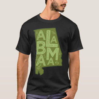 Camiseta Alabama Map Typografia Green