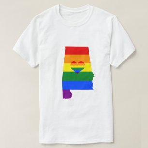 Camiseta Alabama Orgulho gay Rainbow Flag Heart GLBTQ Desig