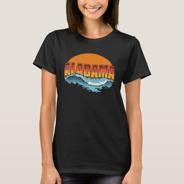 Camiseta Alabama Sun e Surf surfando sunbalas Alabama Be (Frente)