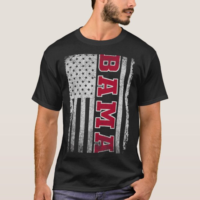 Camiseta Alabama Throwback Patriotic Flag Design For Men Wo (Frente)