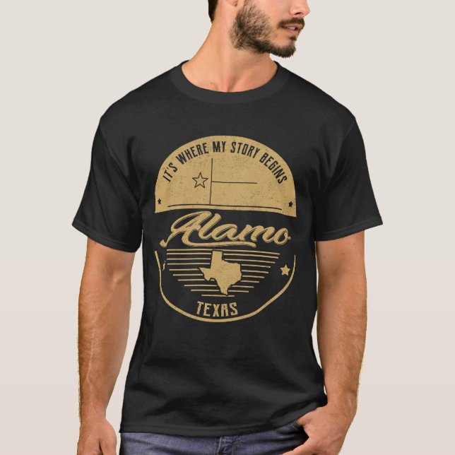 Camiseta Alamo Texas É onde minha história começa (Frente)