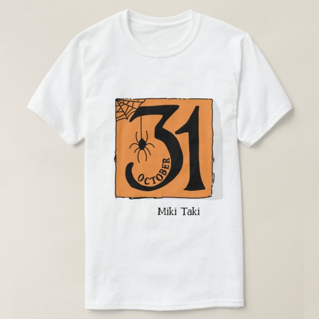 Camiseta Alaranjado sofisticado do Halloween (Frente do Design)