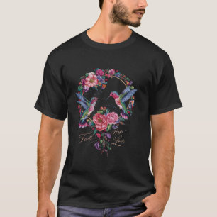 Camiseta Alas de Néctar de Aves Hummingbird Flores de Pluma