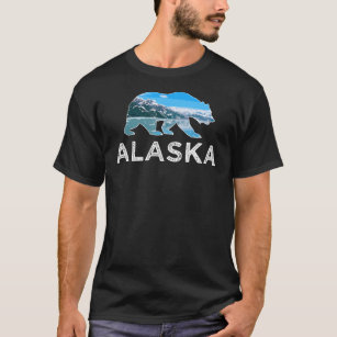 Camiseta Alasca - Árvores de Luz Norte do Alasca com Urso