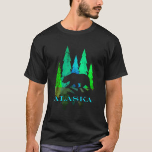 Camiseta Alasca - Árvores de Luz Norte do Alasca com Urso