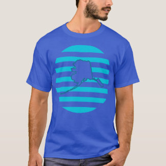Camiseta Alasca Estado dos EUA Circular Retroativo Azul