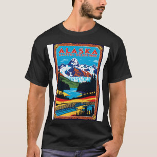 Camiseta Alasca EUA - Viagem de Turismo Poster vintage Amer