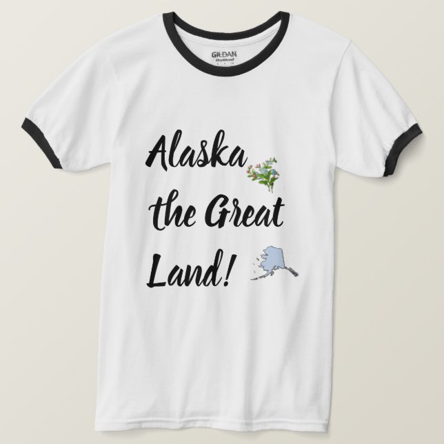 Camiseta Alaska a Grande Terra com Flor e Mapa (Frente do Design)